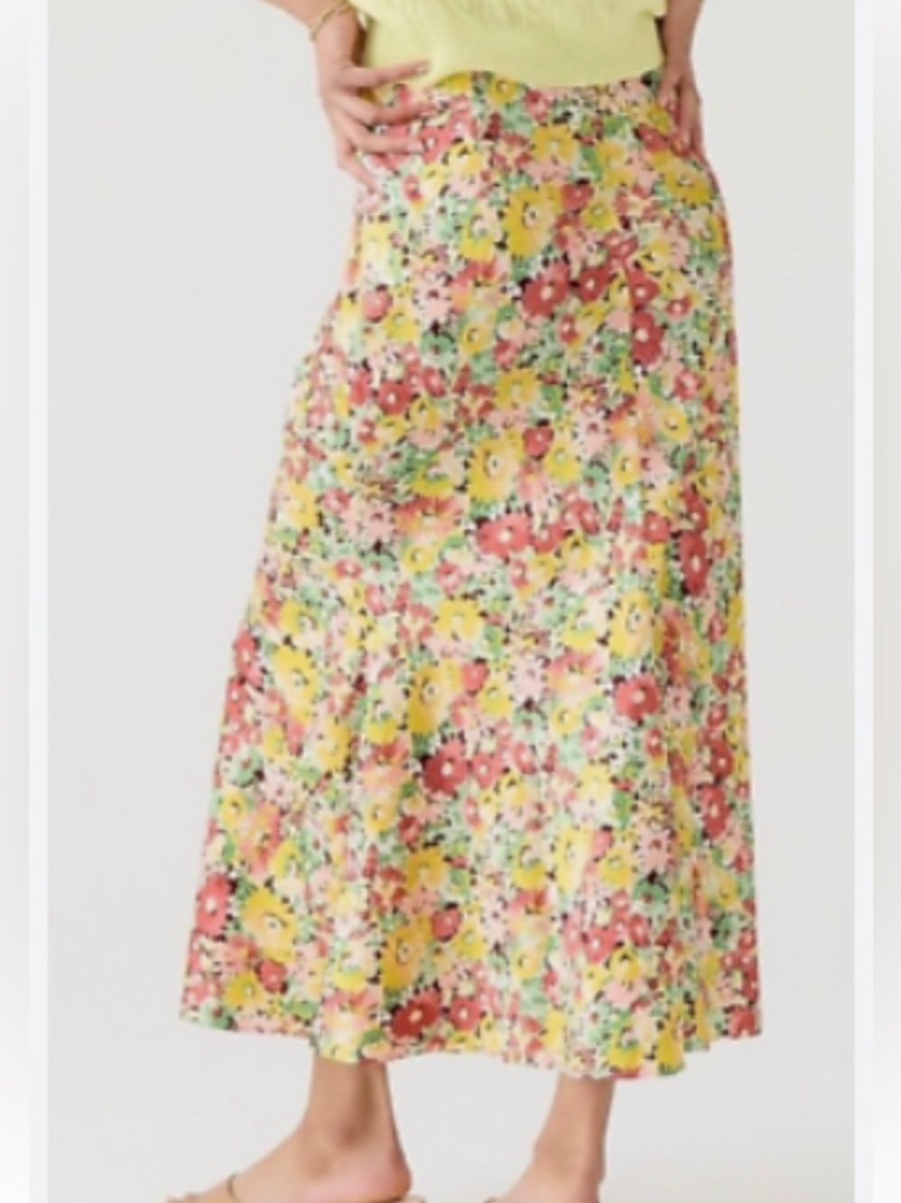 J. Crew Floral Maxi Skirt in Yellow, Pink and Green